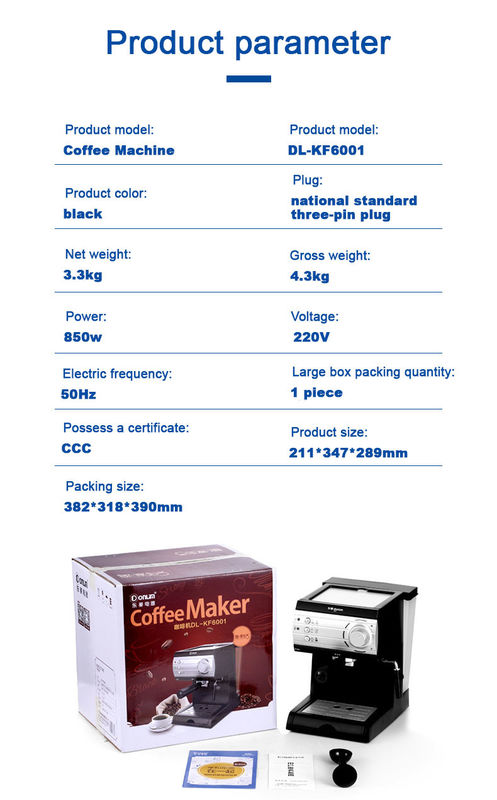 850W Coffee Machine For Home With Milk Frother