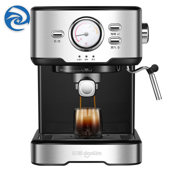 Italian 220V Home Coffee Machine With Milk Frother Black