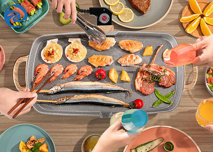 Stone Wood Grain Electric Grills Griddles Skillets 1350W 220V