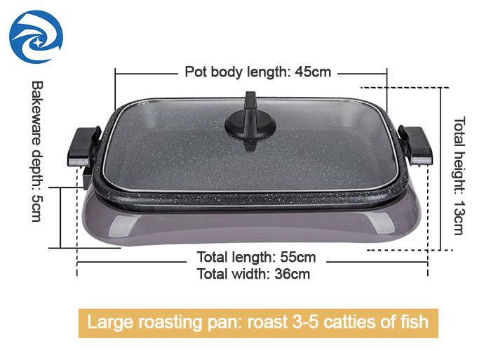 1600W Electric Grills Griddles Skillets Anti Scalding Edging